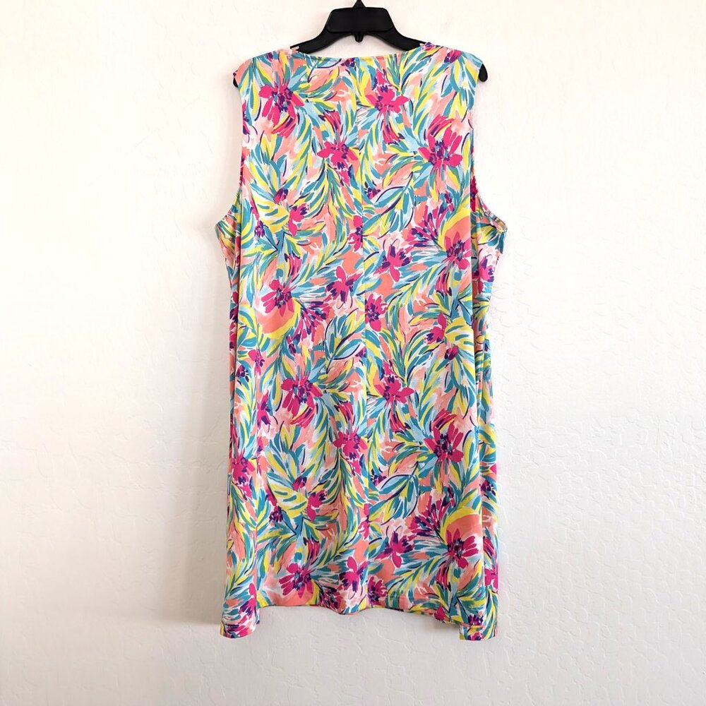 STELLA PARKER Collection Dress 2X Floral Multicolor Sleeveless Travel Pullover - Picture 3 of 9
